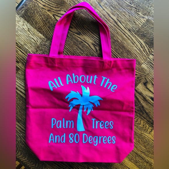 Beach Handmade Cloth Tote Bag. Pink Perfect Size - Picture 1 of 3